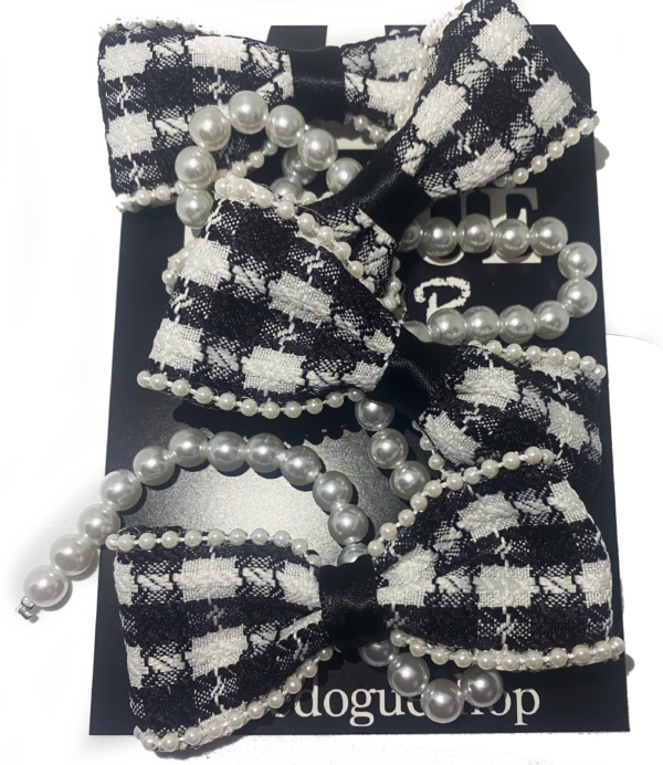 Beaded Bow Clips (Black & White)