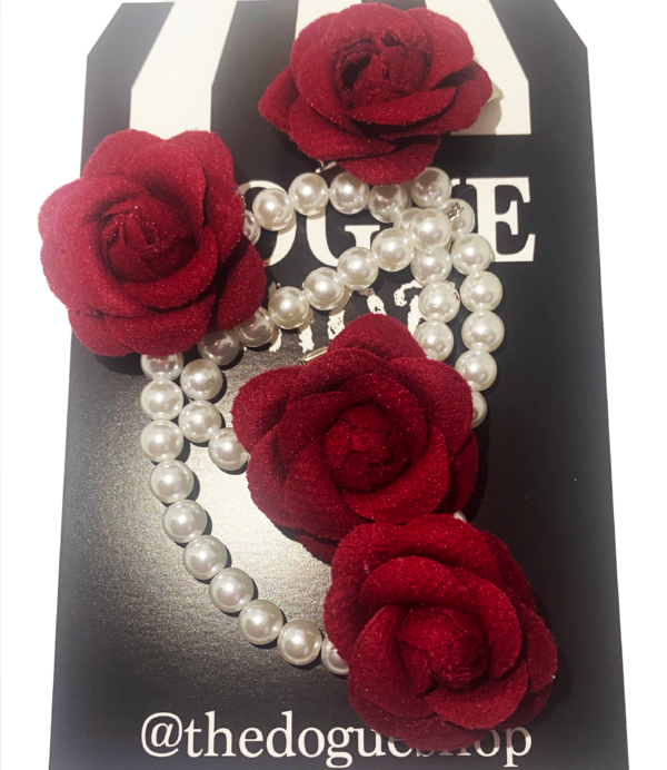 Beaded Rose Clips (Red)