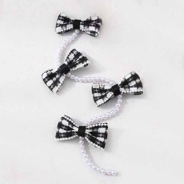 Beaded Bow Clips (Black & White) - Image 2