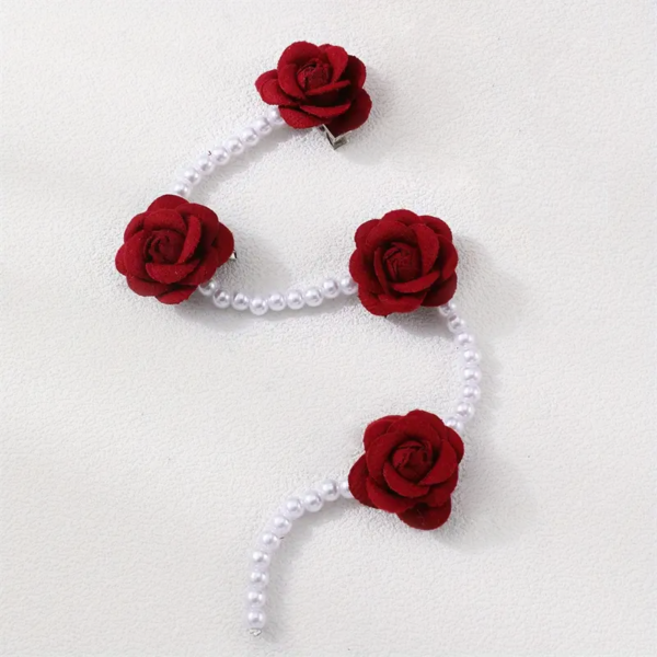 Beaded Rose Clips (Red) - Image 2