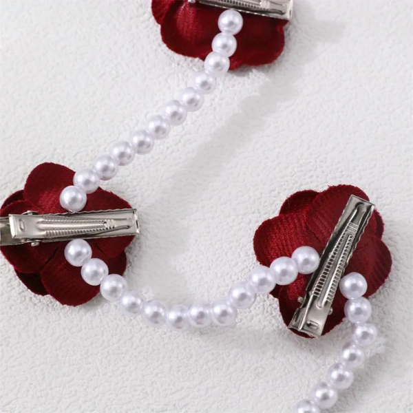 Beaded Rose Clips (Red) - Image 3