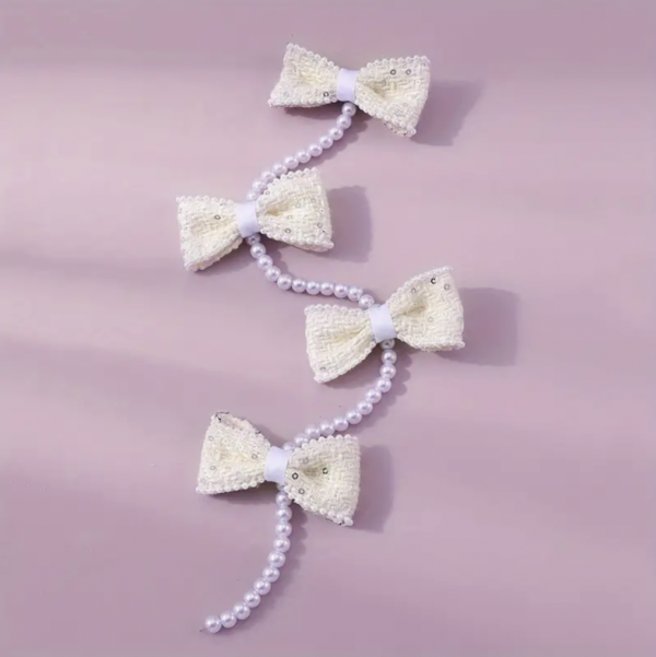 Beaded Bow Clips (White) - Image 2